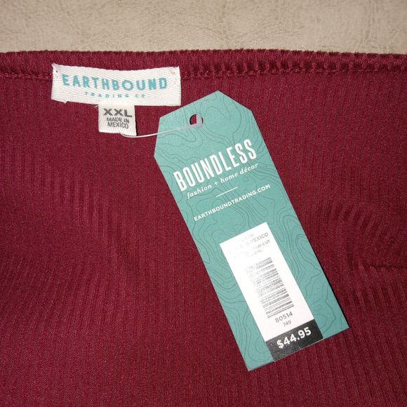 EARTHBOUND TRADING XXL Long Sleeve Maxi Cut-Out Dress Ribbed Maroon NEW with Tag - Picture 8 of 8